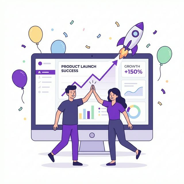 Successful product launch with growth metrics